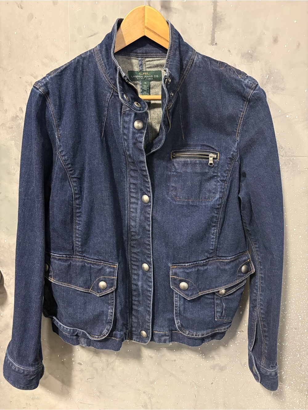Ralph Lauren NOLITA Dark Blue Denim Jacket with Snap Front